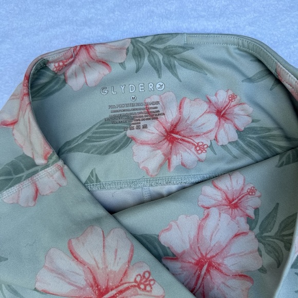 GLYDER  Floral Print Women's Leggings - White and Pink size M - Picture 3 of 9